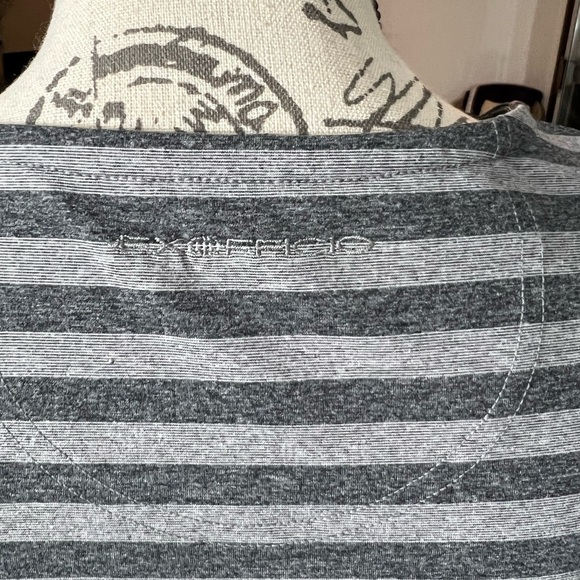 Exofficio Gray Striped Long Sleeve Stretch Faux Wrap Travel Dress Size L - Picture 8 of 8